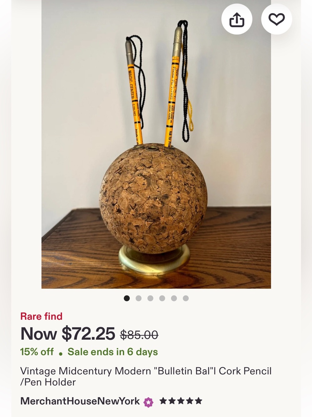1970s Cork Pencil Globe - Picture 8 of 12